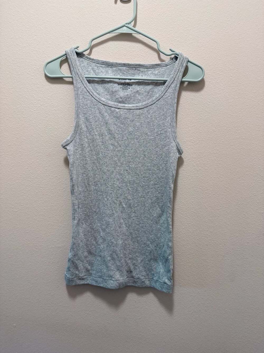 SKIMS Ribbed Cotton Blend Scoop Neck Tank Top Gray Size M